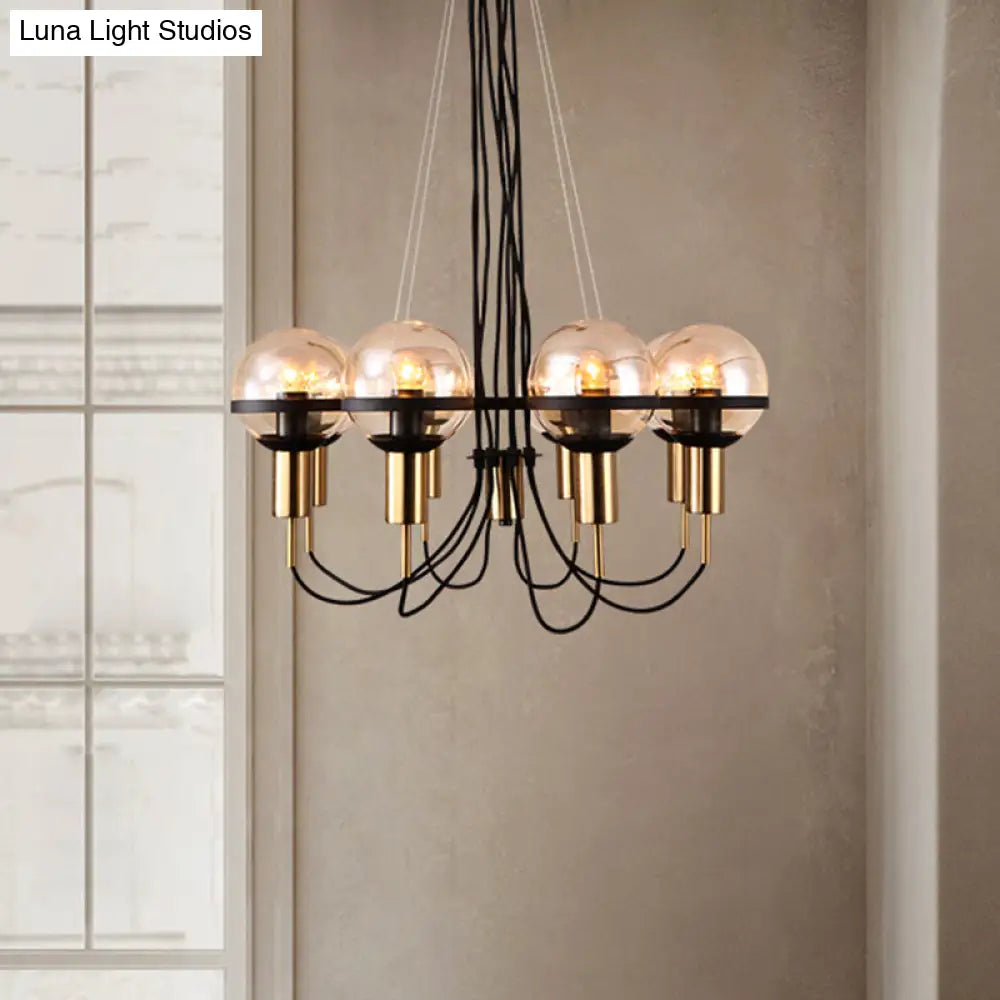 Modern Global Glass Shade Chandelier - 6/8 Lights Brass Living Room Ceiling Light