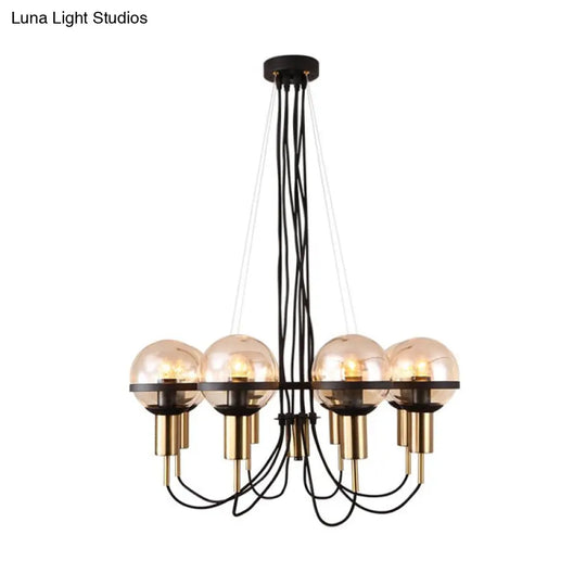 Modern Global Glass Shade Chandelier - 6/8 Lights Brass Living Room Ceiling Light