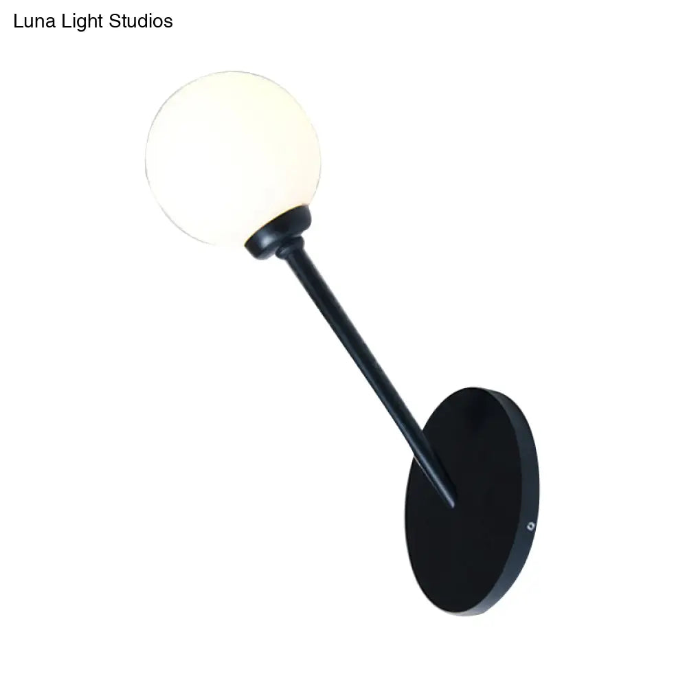 Modern Global Wall Lighting White Glass 1 Bulb Dining Room Lamp - Black