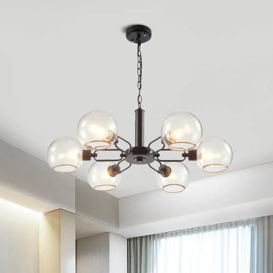 Modern Globe Chandelier: Black/Gold/White | 3/6 Light Pendant For Living Room 6 / Black