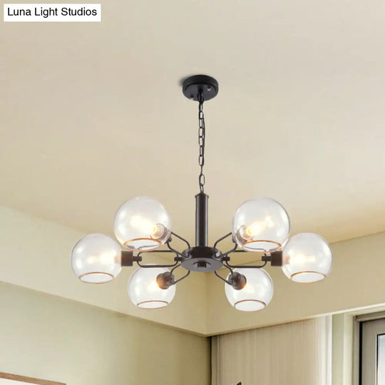 Modern Globe Chandelier: Black/Gold/White | 3/6 Light Pendant For Living Room