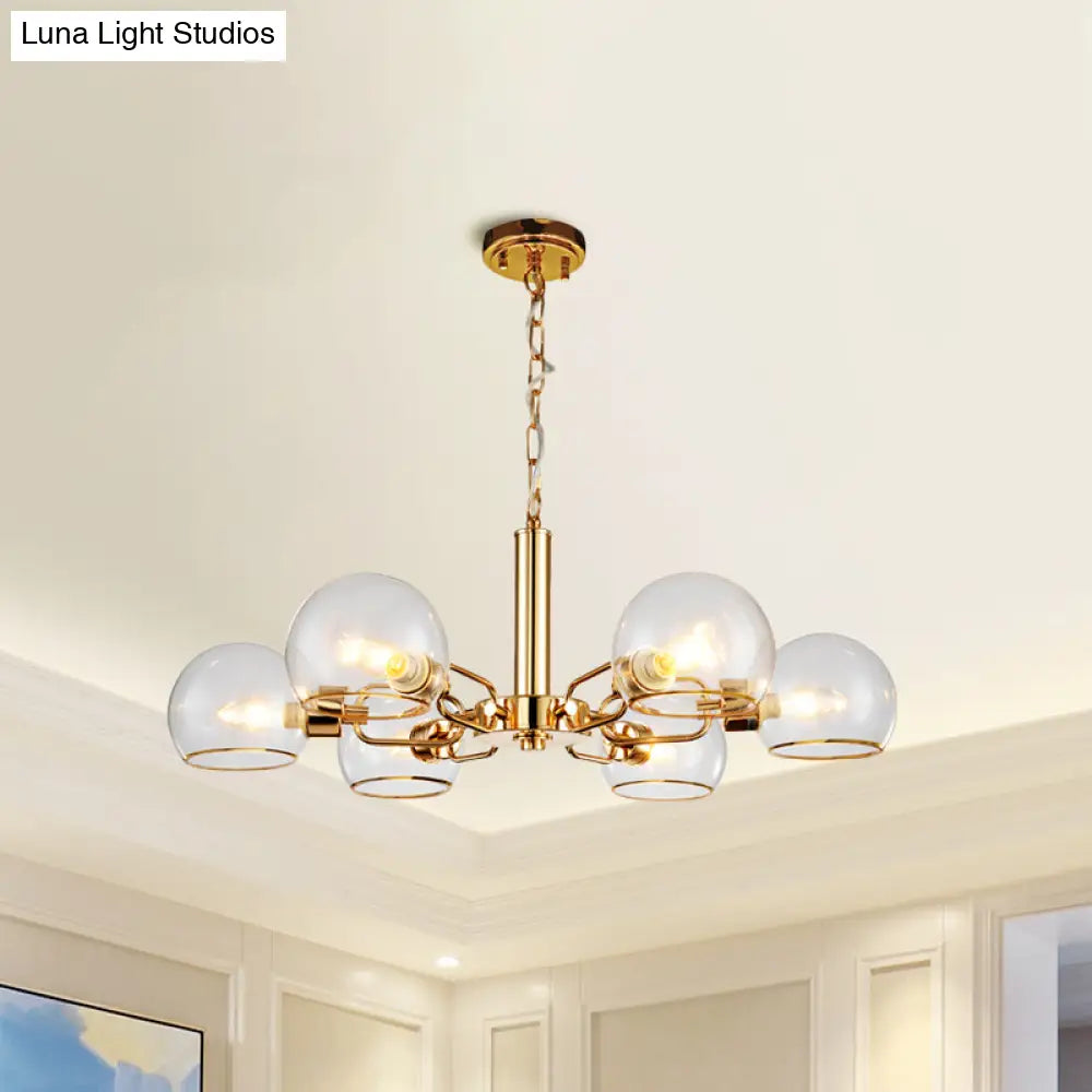 Modern Globe Chandelier: Black/Gold/White | 3/6 Light Pendant For Living Room