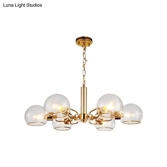 Modern Globe Chandelier: Black/Gold/White | 3/6 Light Pendant For Living Room