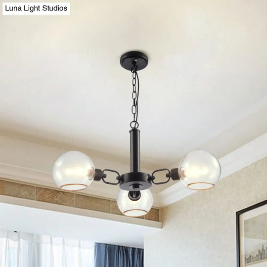 Modern Globe Chandelier: Black/Gold/White | 3/6 Light Pendant For Living Room