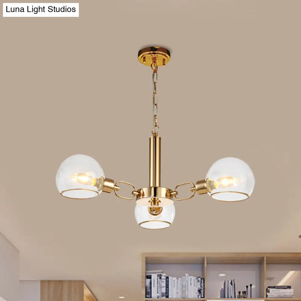 Modern Globe Chandelier: Black/Gold/White | 3/6 Light Pendant For Living Room