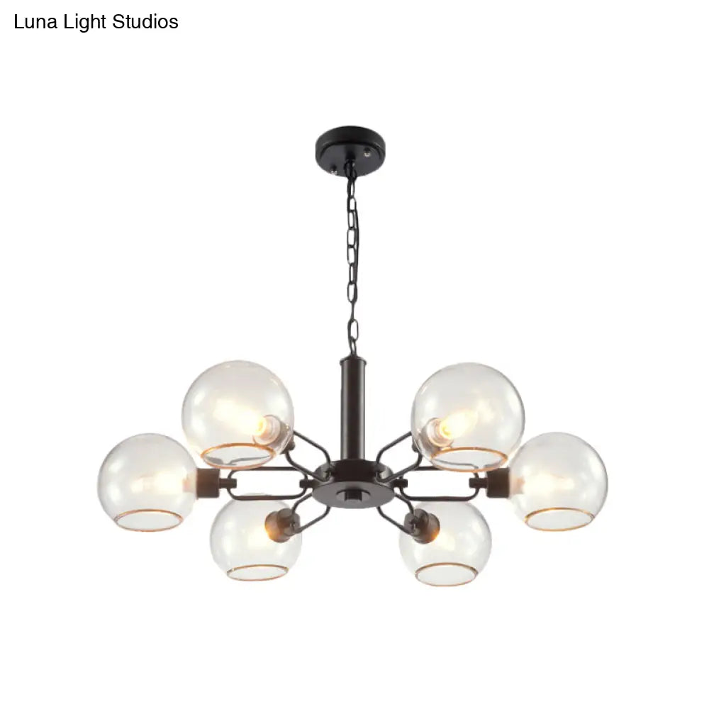 Modern Globe Chandelier: Black/Gold/White | 3/6 Light Pendant For Living Room