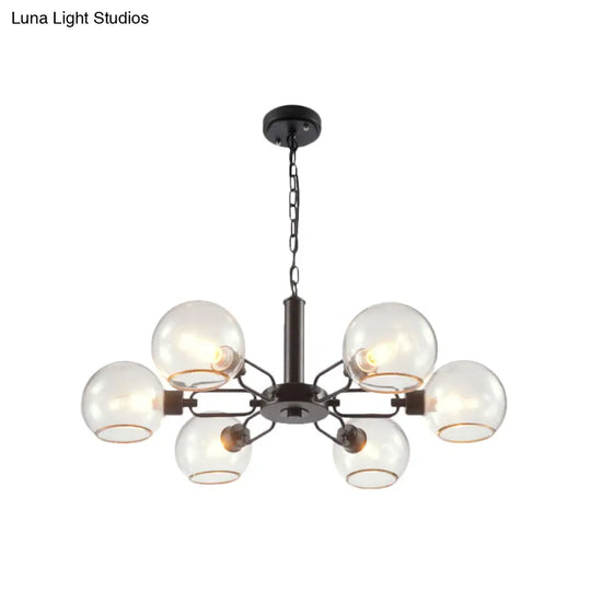 Modern Globe Chandelier: Black/Gold/White | 3/6 Light Pendant For Living Room