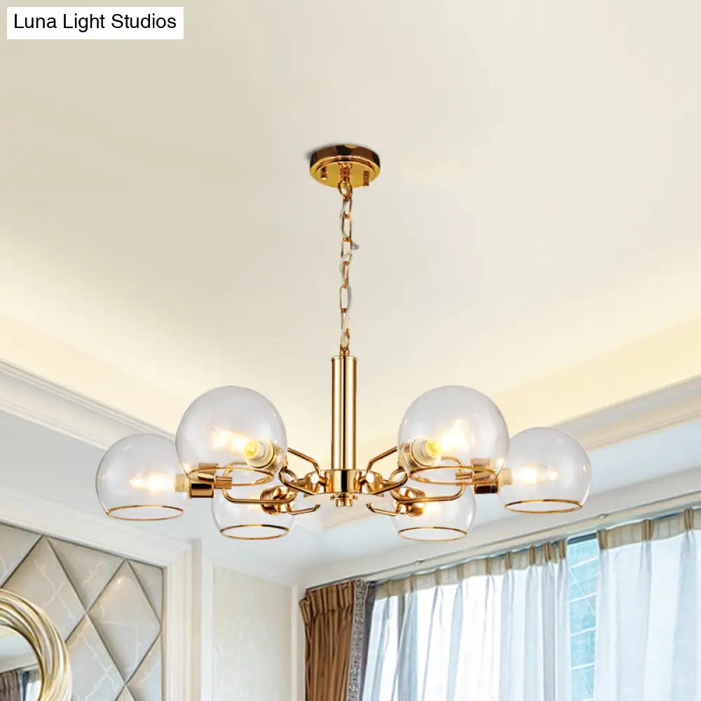 Modern Globe Chandelier: Black/Gold/White | 3/6 Light Pendant For Living Room