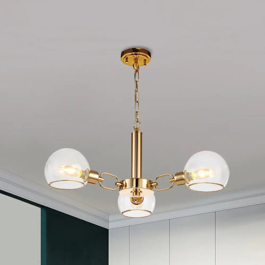 Modern Globe Chandelier: Black/Gold/White | 3/6 Light Pendant For Living Room 3 / Gold