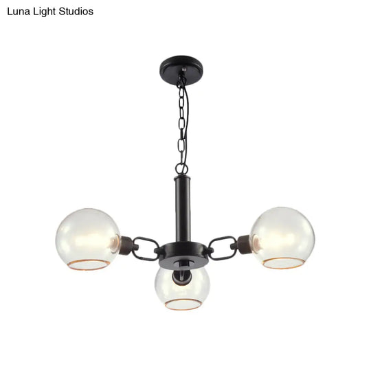 Modern Globe Chandelier: Black/Gold/White | 3/6 Light Pendant For Living Room