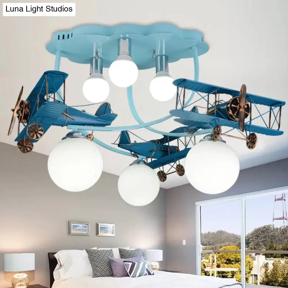 Modern Globe Flush Ceiling Light For Child’s Bedroom
