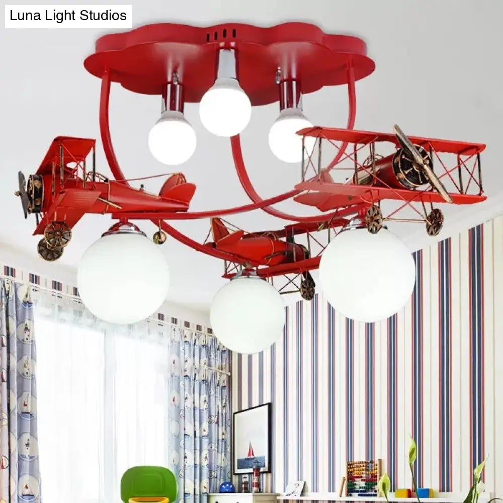 Modern Globe Flush Ceiling Light For Childs Bedroom