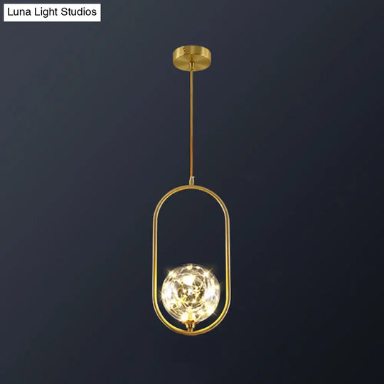 Simplicity Clear Glass Globe Ceiling Light: Led Pendant For Bedroom - Brass Finish / B