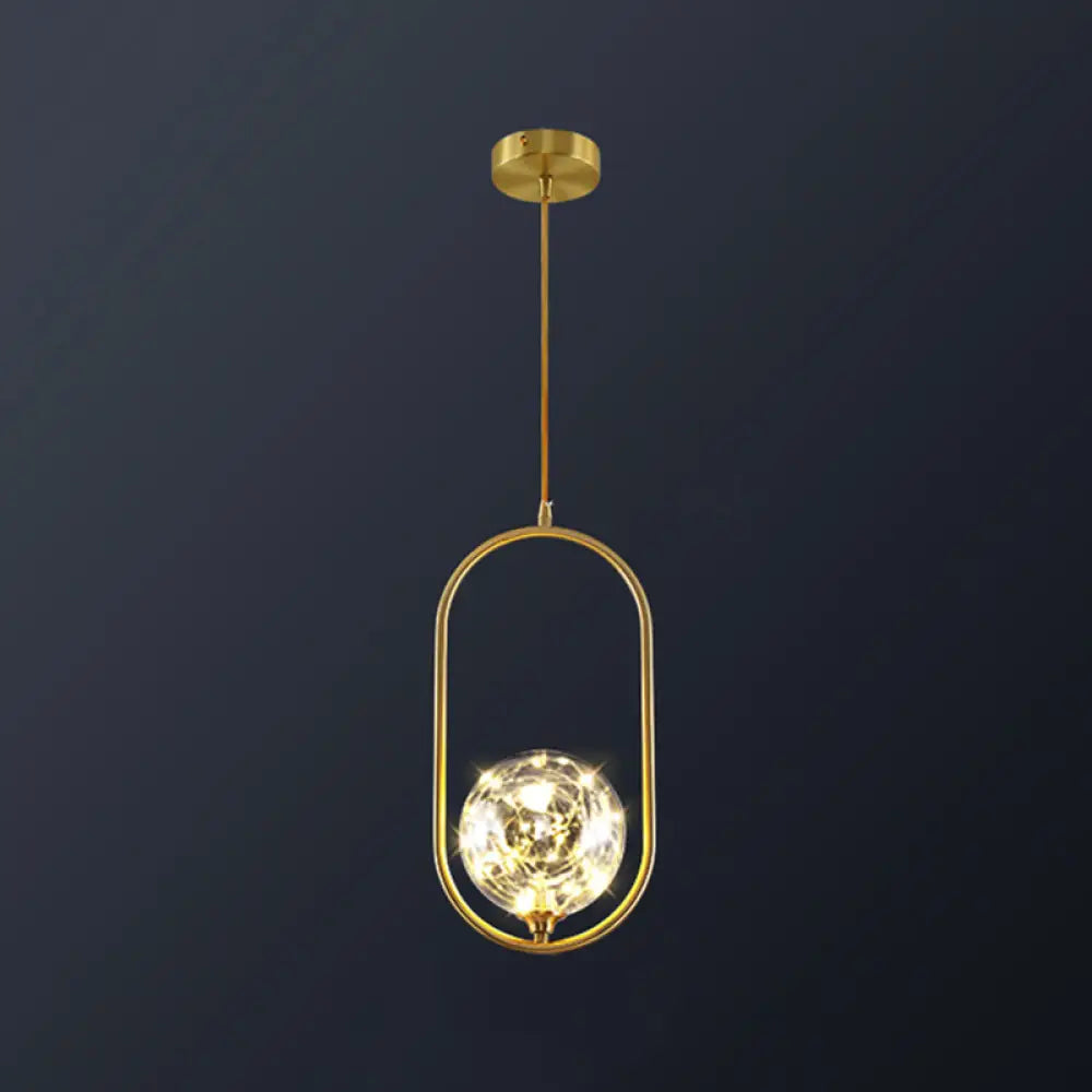 Modern Globe Glass Pendant Light For Bedroom Led Hanging Ceiling Fixture In Brass / B