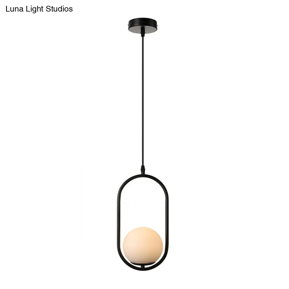 Modern Globe Pendant Light White Glass Black/Gold Hanging Ceiling Lamp For Bedroom Lighting