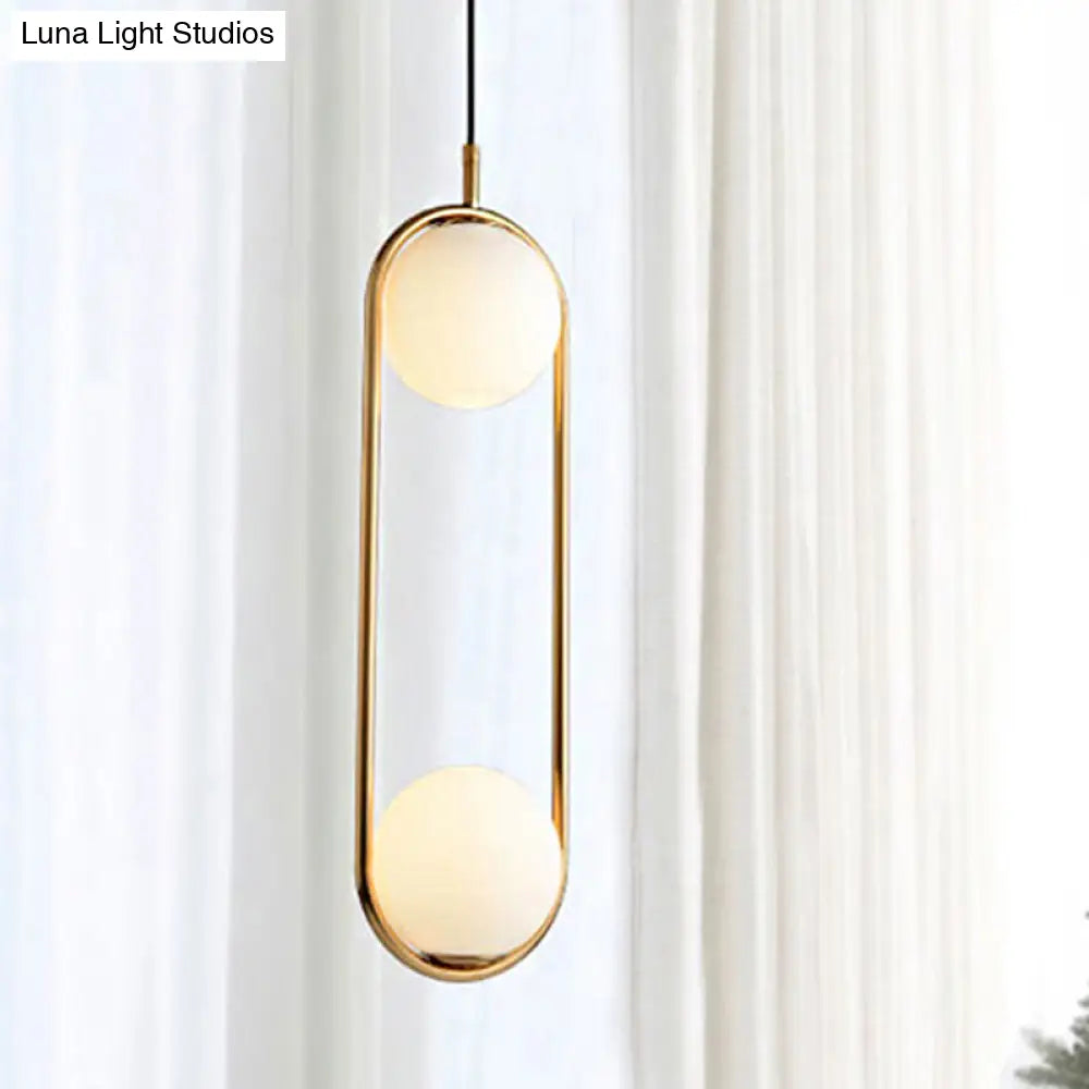 Modern Globe Pendant Light White Glass Black/Gold Hanging Ceiling Lamp For Bedroom Lighting