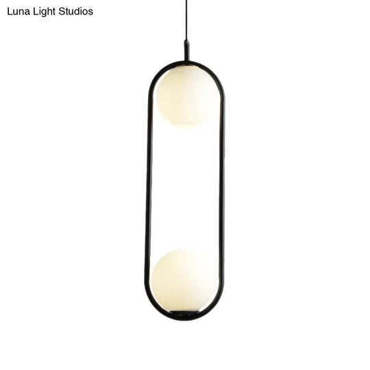 Modern Globe Pendant Light White Glass Black/Gold Hanging Ceiling Lamp For Bedroom Lighting