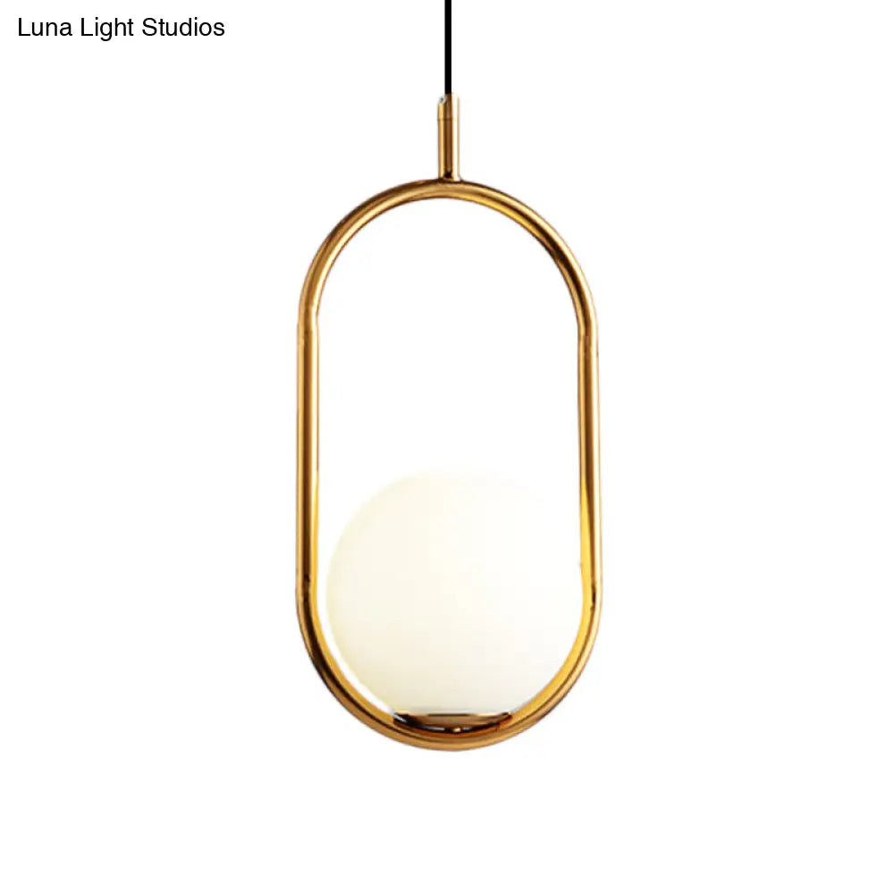 Modern Globe Pendant Light White Glass Black/Gold Hanging Ceiling Lamp For Bedroom Lighting