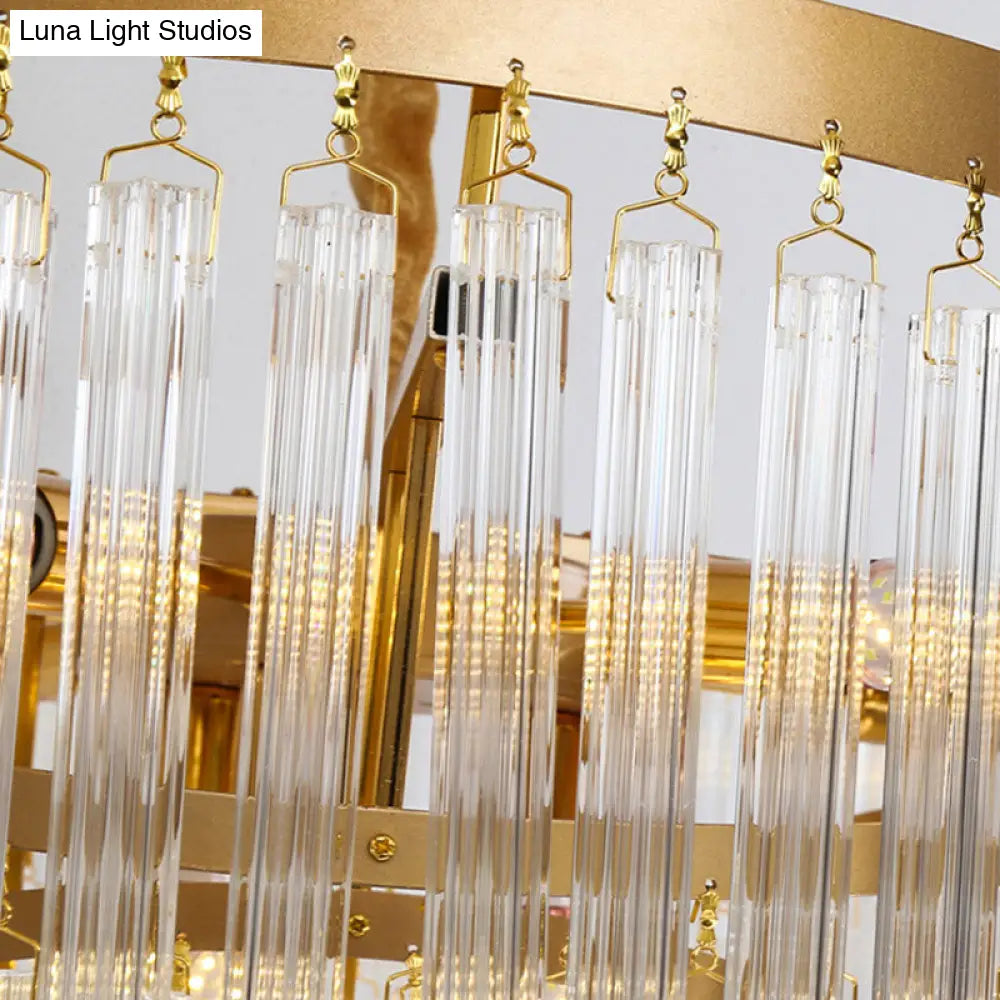 Modern Gold 10-Head Tiered Led Crystal Pendant Chandelier Light For Living Room Lighting