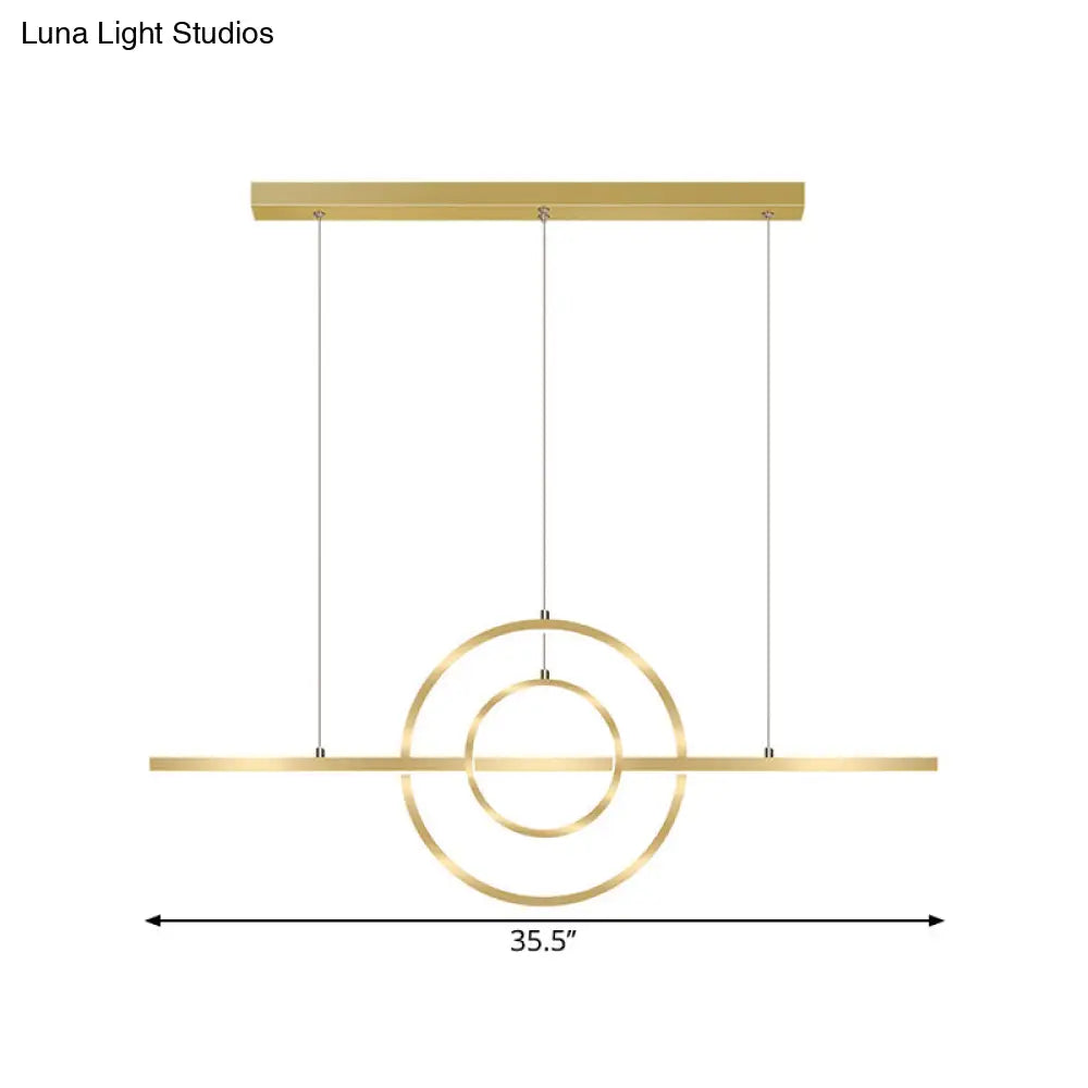 Modern Gold 2-Ring Led Island Pendant Lamp With Warm/White Light - Perfect For Dining Room