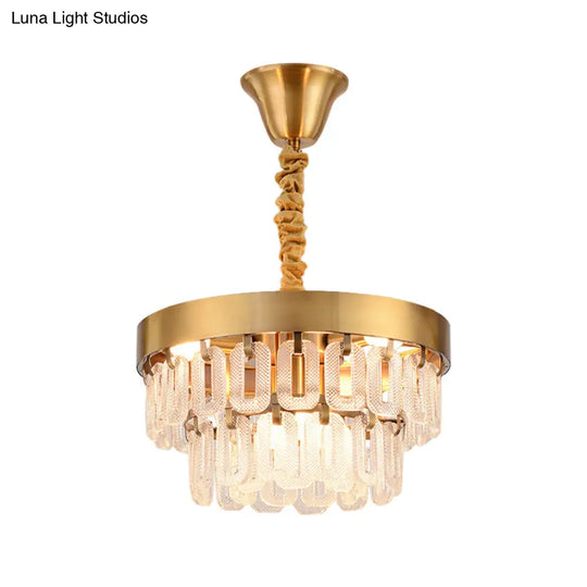 Modern Gold 6-Head Crystal Chandelier Light With 2 Tiers - Dining Room Pendant