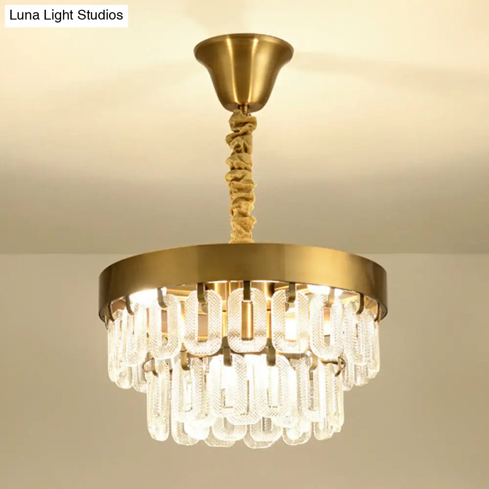 Gold 6-Head Crystal Chandelier - Postmodern Design 2 Tiers Dining Room Pendant