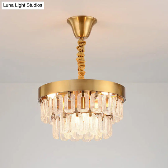 Gold 6-Head Crystal Chandelier - Postmodern Design 2 Tiers Dining Room Pendant