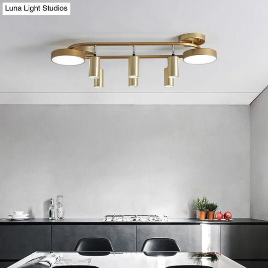 Modern Gold 8 - Head Semi Flush Ceiling Light For Dining Room