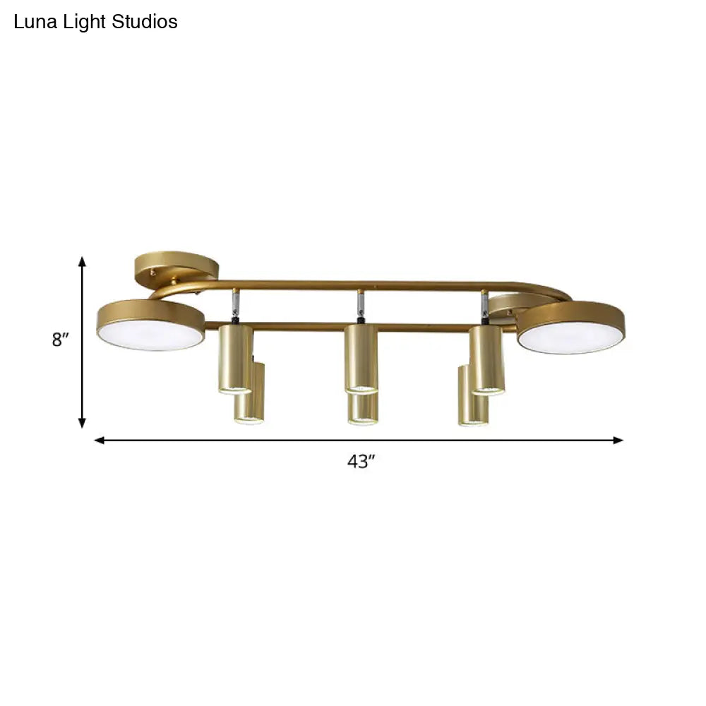 Modern Gold 8 - Head Semi Flush Ceiling Light For Dining Room