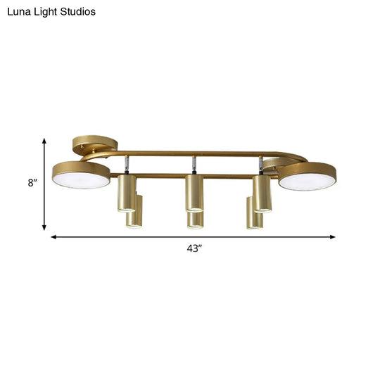 Modern Gold 8 - Head Semi Flush Ceiling Light For Dining Room