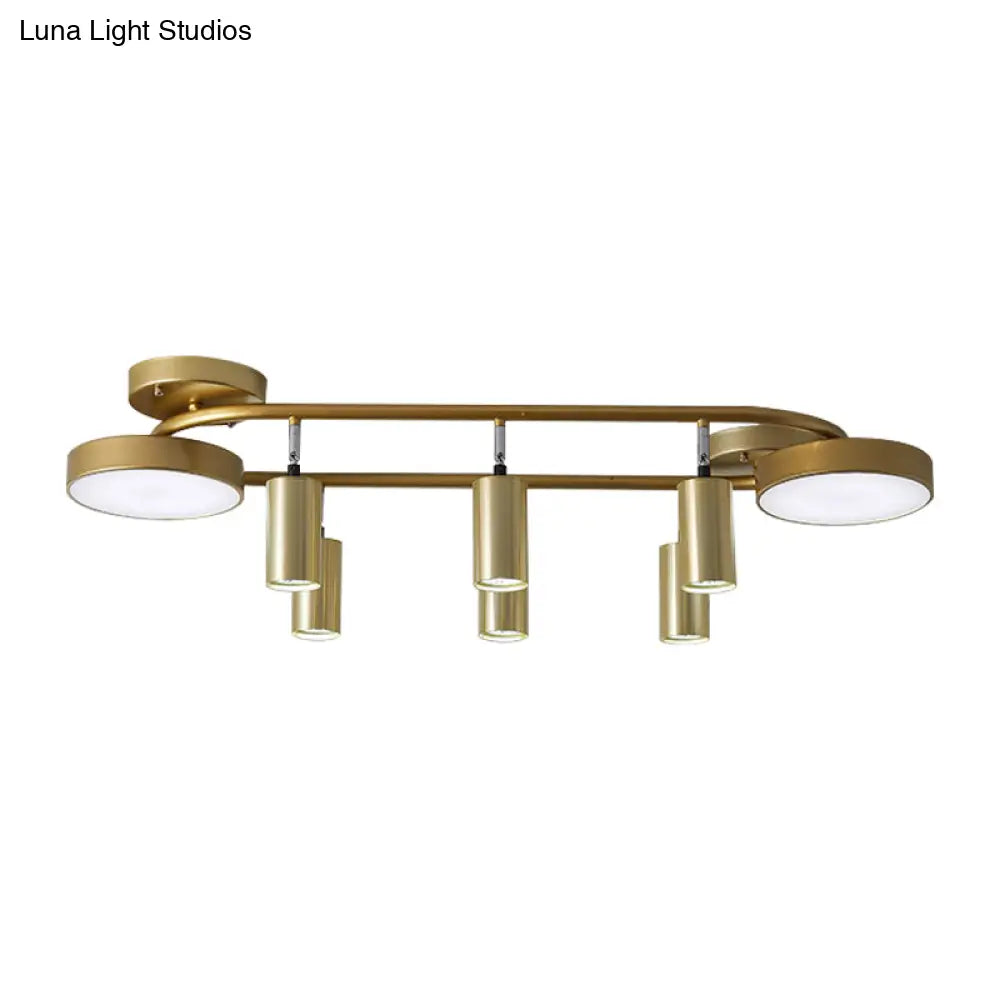 Modern Gold 8 - Head Semi Flush Ceiling Light For Dining Room