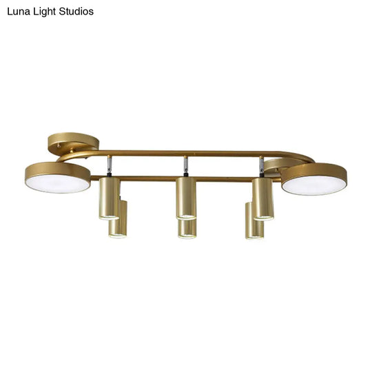 Modern Gold 8-Head Semi Flush Ceiling Light For Dining Room