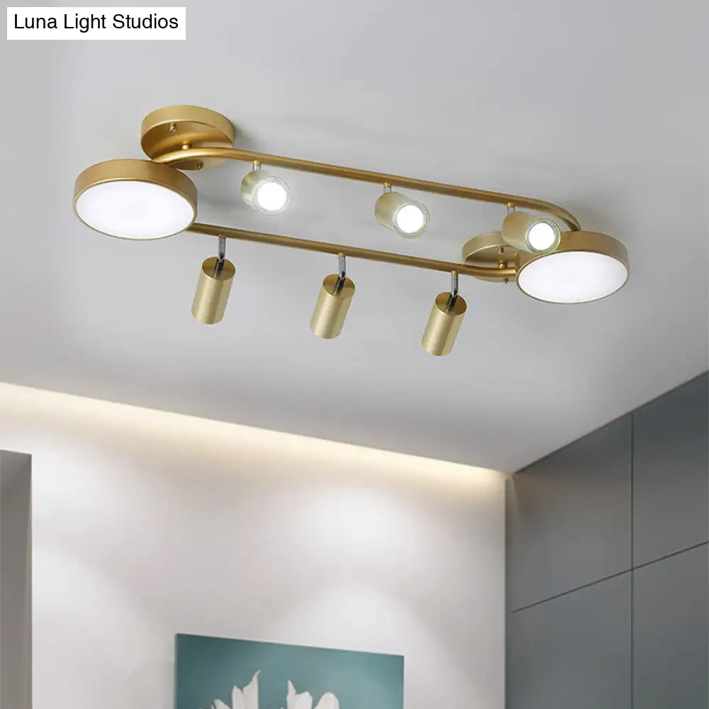 Modern Gold 8-Head Semi Flush Ceiling Light For Dining Room