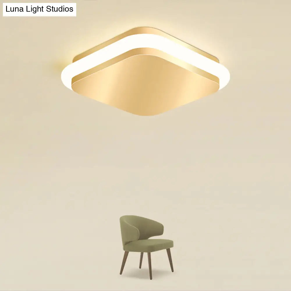 Modern Gold Acrylic Led Ceiling Mount Light - Geometric Foyer Flushmount