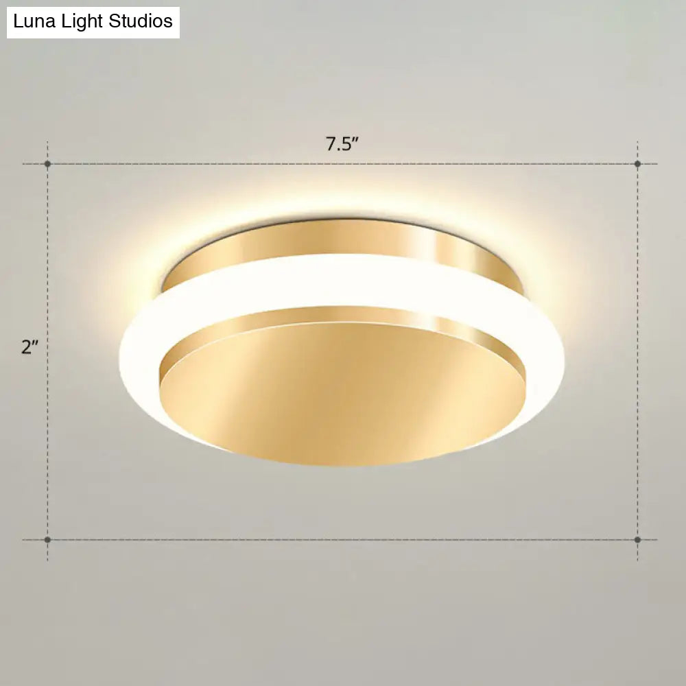 Modern Gold Acrylic Led Ceiling Mount Light - Geometric Foyer Flushmount / Remote Control Stepless