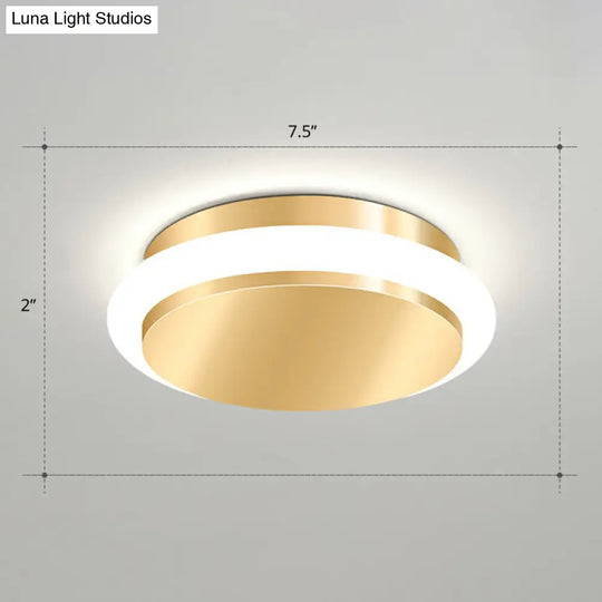 Modern Gold Acrylic Led Ceiling Mount Light - Geometric Foyer Flushmount / White Round