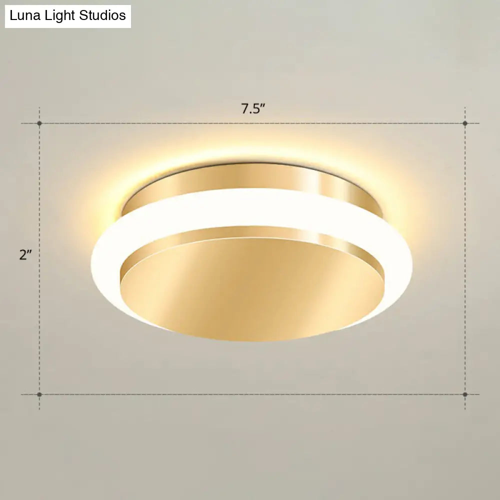 Modern Gold Acrylic Led Ceiling Mount Light - Geometric Foyer Flushmount / Warm Round