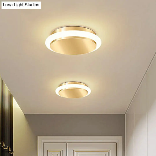 Modern Gold Acrylic Led Ceiling Mount Light - Geometric Foyer Flushmount