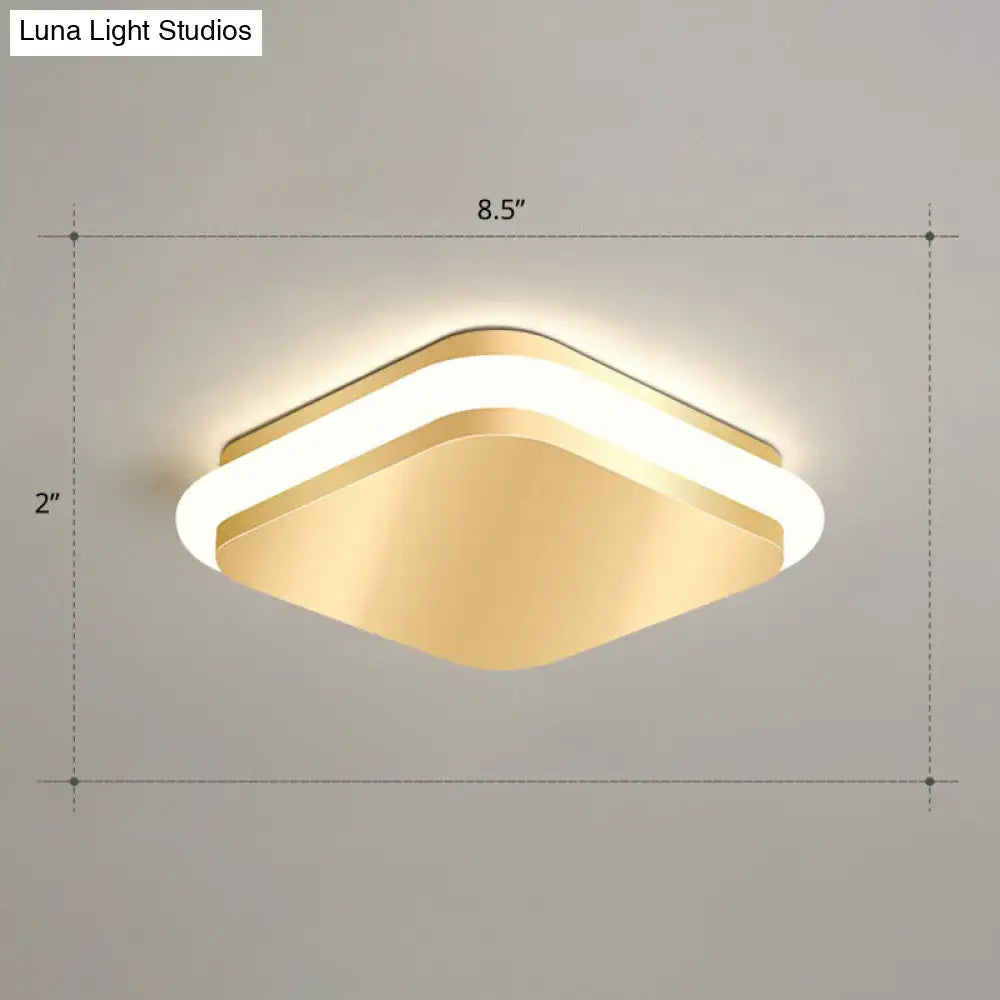 Modern Gold Acrylic Led Ceiling Mount Light - Geometric Foyer Flushmount / Remote Control Stepless