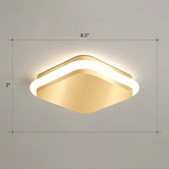 Modern Gold Acrylic Led Ceiling Mount Light - Geometric Foyer Flushmount / Remote Control Stepless