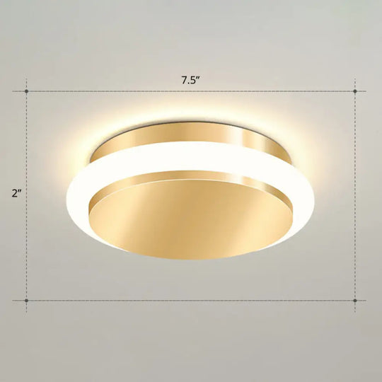 Modern Gold Acrylic Led Ceiling Mount Light - Geometric Foyer Flushmount / Third Gear Round