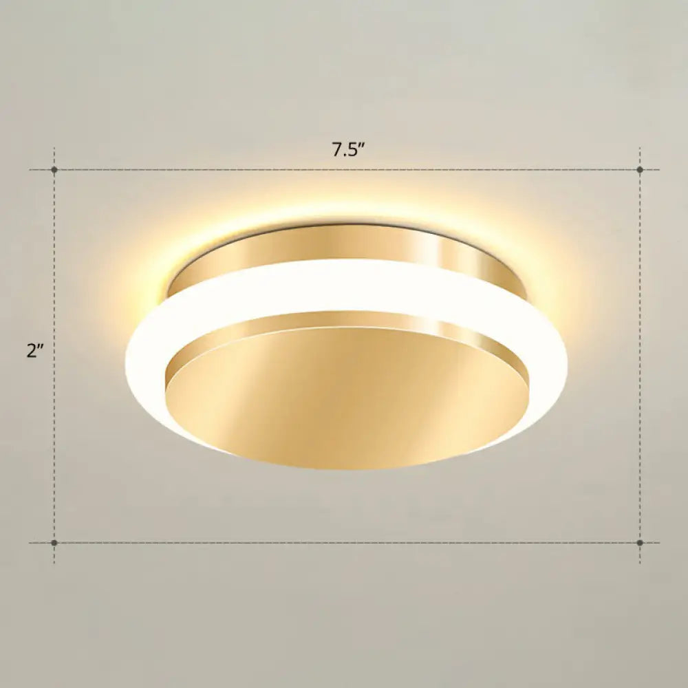 Modern Gold Acrylic Led Ceiling Mount Light - Geometric Foyer Flushmount / Warm Round