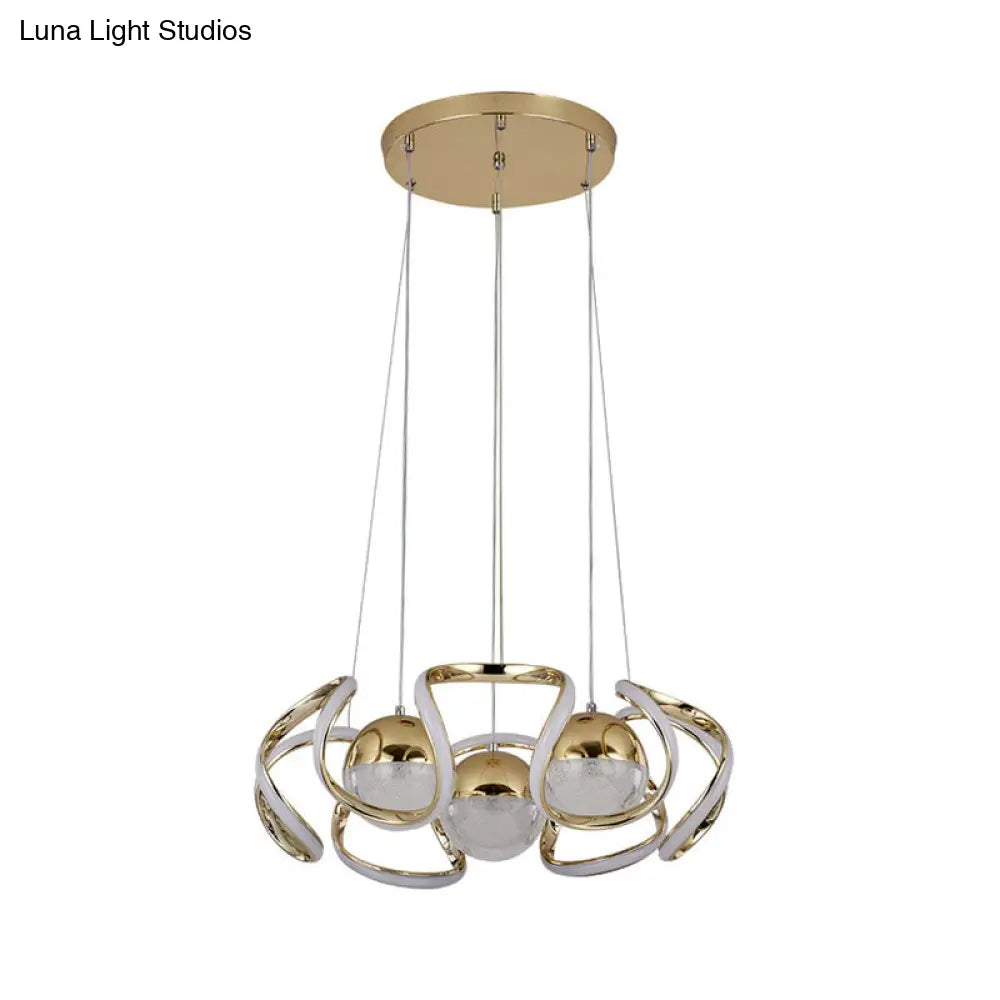 Modern Acrylic And Gold Led Chandelier Light For Dining Room