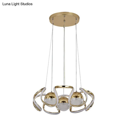 Modern Acrylic And Gold Led Chandelier Light For Dining Room