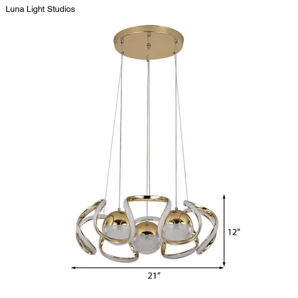 Modern Acrylic And Gold Led Chandelier Light For Dining Room