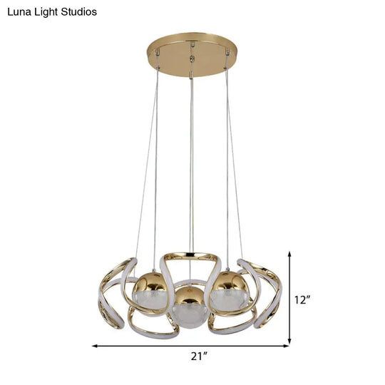 Modern Acrylic And Gold Led Chandelier Light For Dining Room