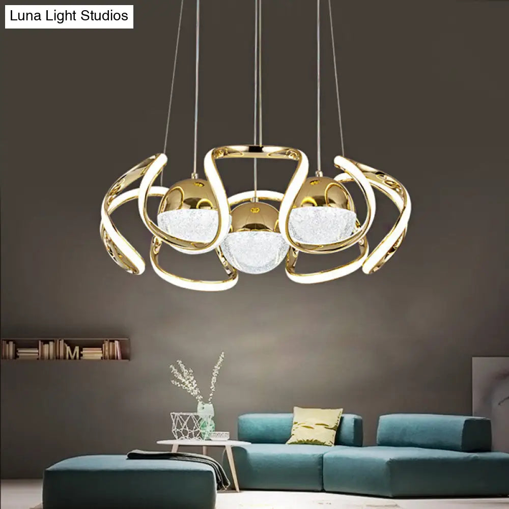 Modern Acrylic And Gold Led Chandelier Light For Dining Room