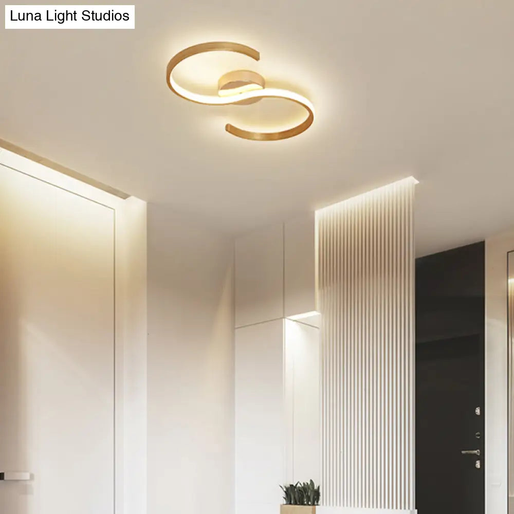 Modern Gold Acrylic Led Flush Mount Ceiling Light With Stepless Dimming & Remote Control -