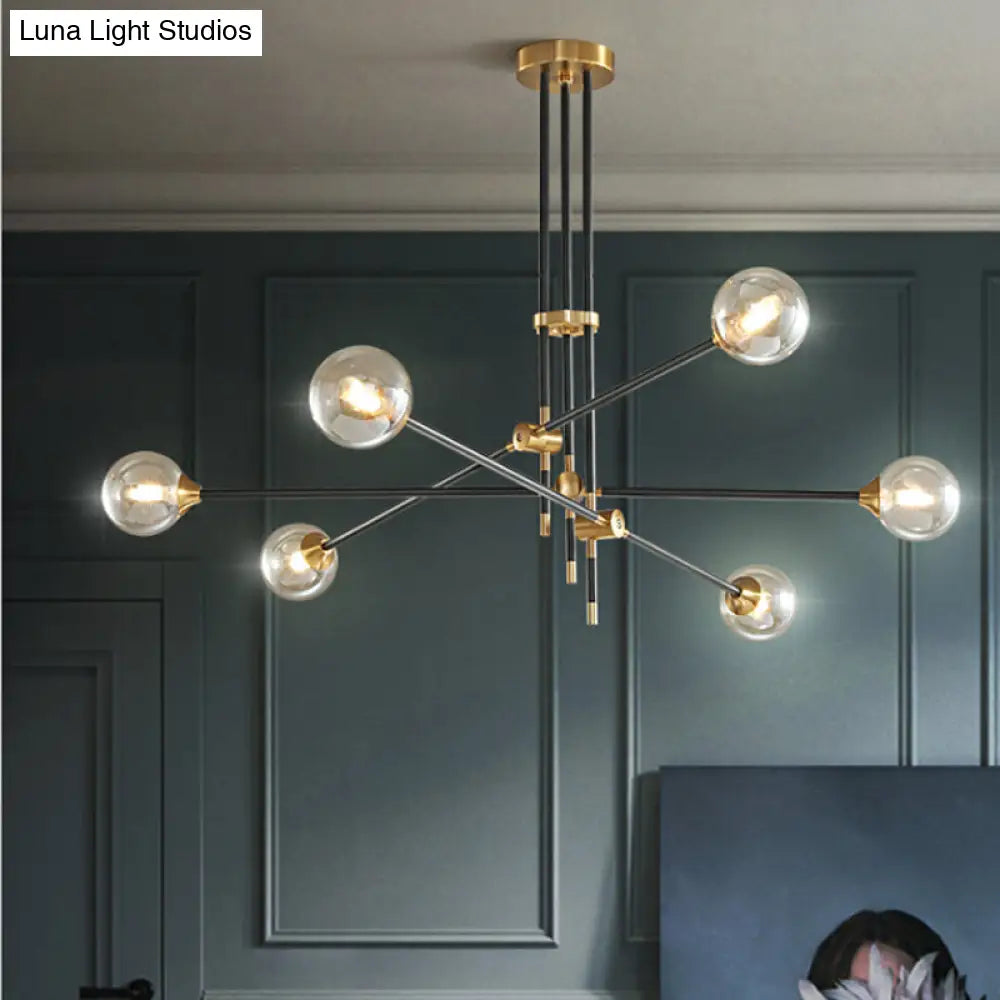 Modern Gold And Black Glass Pendant Chandelier - Molecular Design For Living Room Ceiling