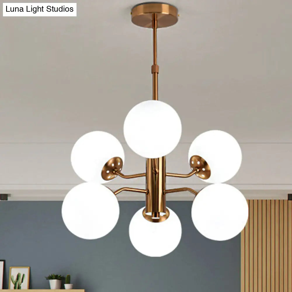 Modern Gold Ball Pendant Chandelier - Multiple Led Lights And Sputnik Design With White Glass